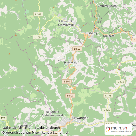Sch?nwald im Schwarzwald Schwarzwald-Baar-Kreis Landkarte © Openstreetmap Contributors Sch?nwald im Schwarzwald Landstadt Karte